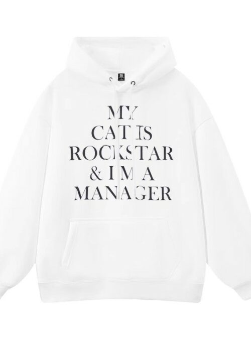 White “My Cat Is A Rockstar” Hoodie | Sunoo – Enhypen