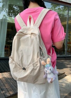 Beige Drawstring Front Pocket Backpack | Yoon Joo Won – Family By Choice