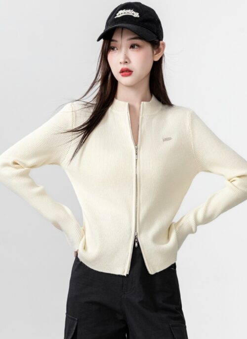 Beige Knit Cardigan Jacket