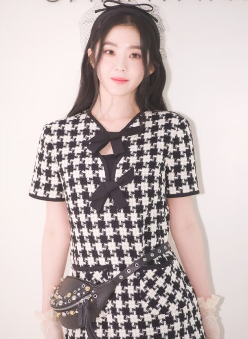 Black And White Double Bow Tweed Dress | Irene - Red Velvet