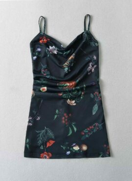 Black Floral Cowl Neckline Sling Dress | Sana – Twice