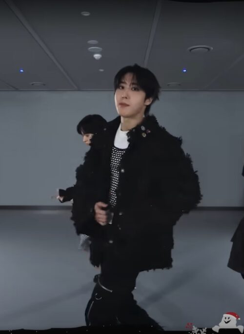 Black Fringe-Accent Long Sleeve Shirt | Jisung - Stray Kids