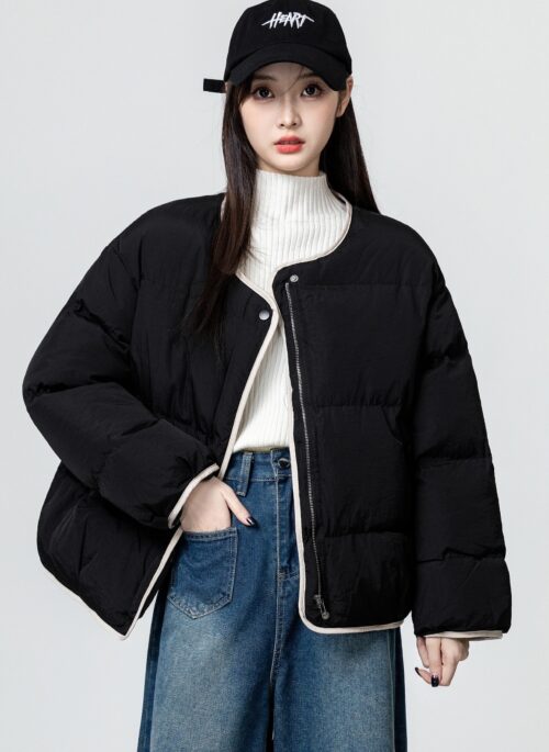 Black Thick Warm Cotton Jacket