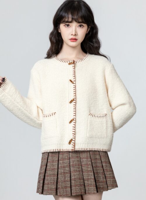 Chunky Knit Colorblock Cardigan Sweater