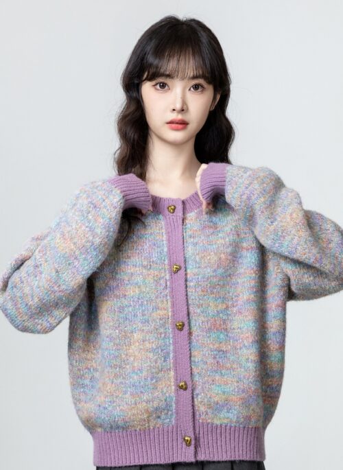 Colorblock Soft Knit Cardigan Sweater