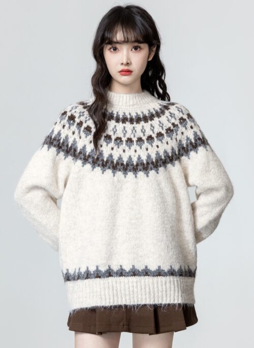 Fair Isle Cozy Knit Pullover Sweater