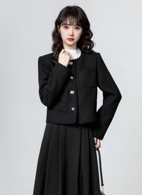 French Style Black Short Jacket