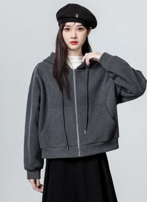 Gray Fleece Hoodie Jacket