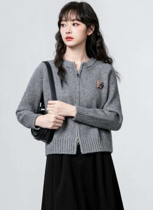 Gray Knit Sweater Cardigan