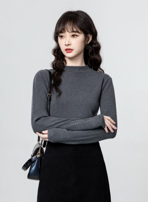 Gray Knit Turtleneck Sweater