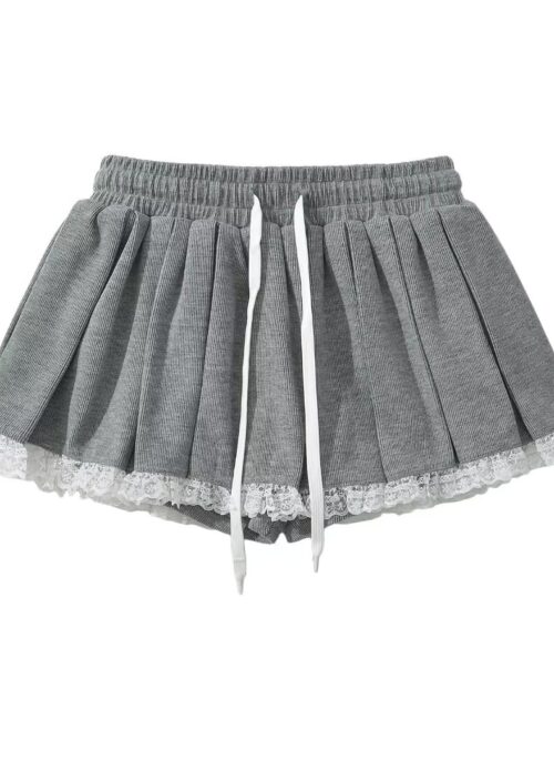 Grey Pleated Lace-Trim Skort | Nayeon - Twice