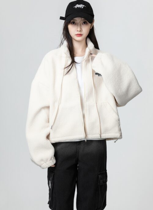 Ivory Fleece Collar Jacket