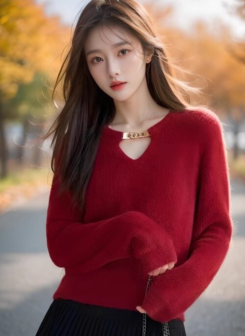 Knit Vneck Sweater For Autumnwinter