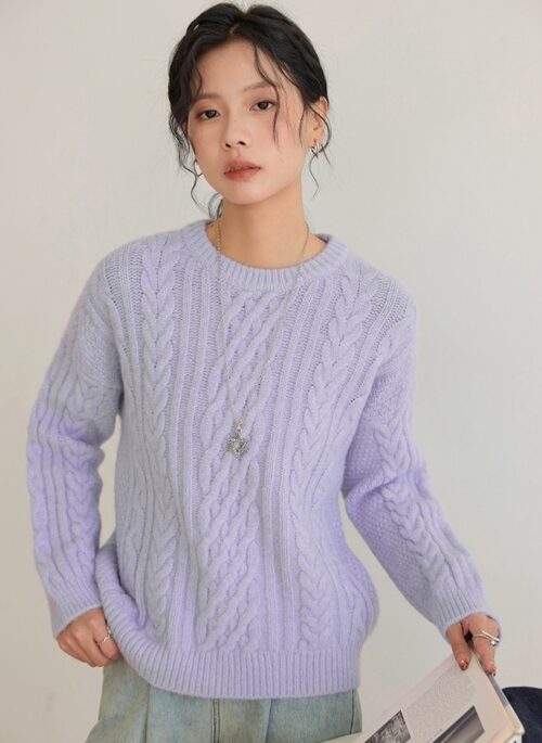 Lilac Knitted Crew Neck Sweater | Taemin - SHINee