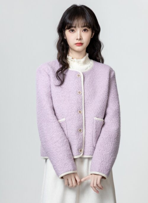 Lilac Sherpa Fleece Cardigan Jacket