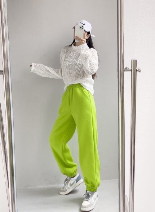 Neon Green Velvet Sweatpants | Mark - NCT