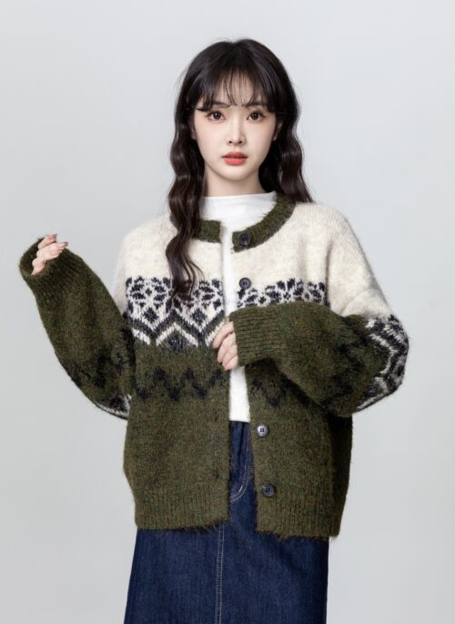 Nordic Style Thick Knit Cardigan Sweater