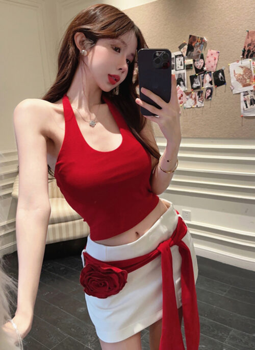 Red Halter Backless Top | Lisa - BlackPink