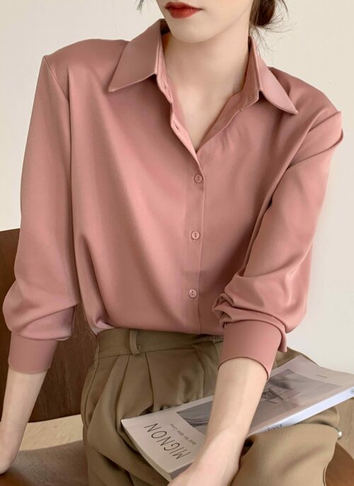 Old Rose Pink Long Sleeves Shirt | Taehyung - BTS