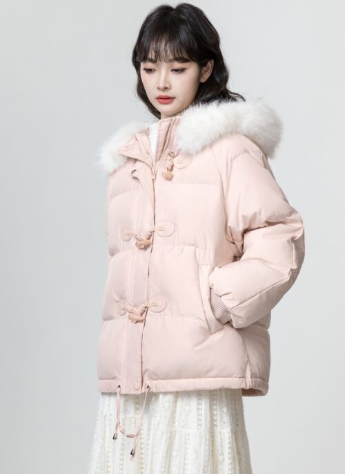 Pink Duffle Hooded Puffer Coat