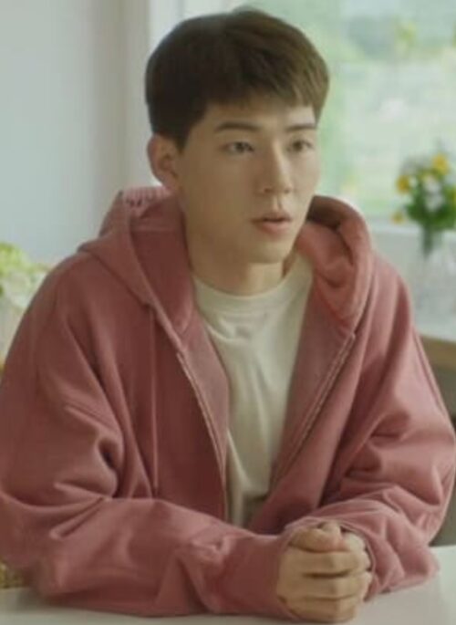 Pink Oversized Hooded Jacket | Kang Hae Joon - Family By Choice