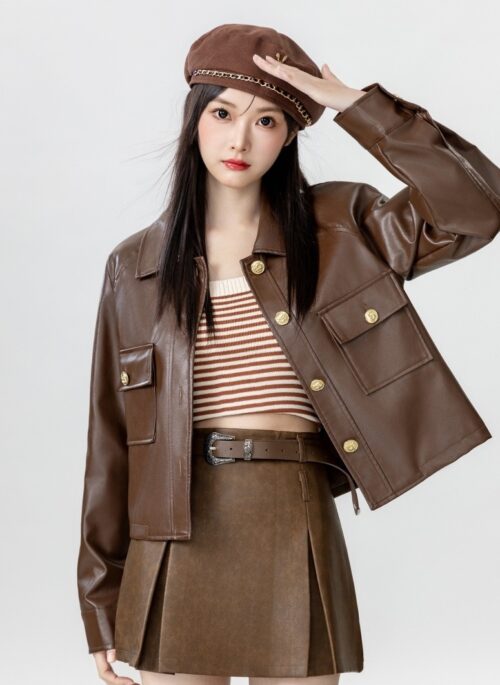 Retro Brown Leather Jacket