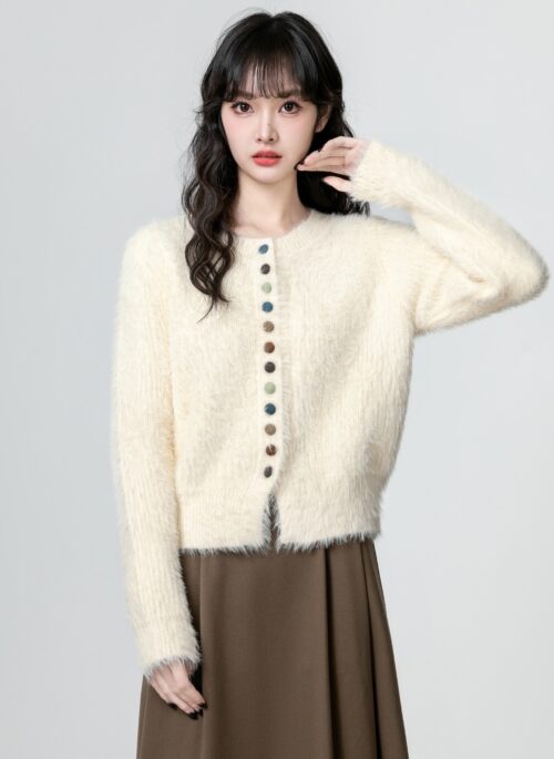 Soft Furry Knit Cardigan Sweater