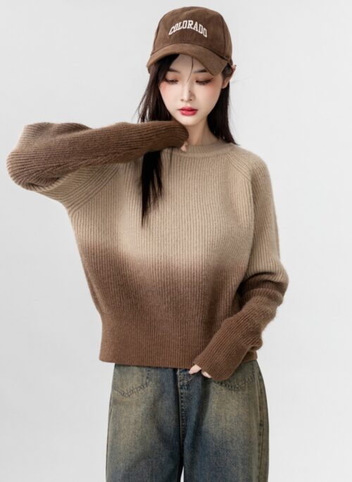 Vintage Gradient Coffee Knit Sweater