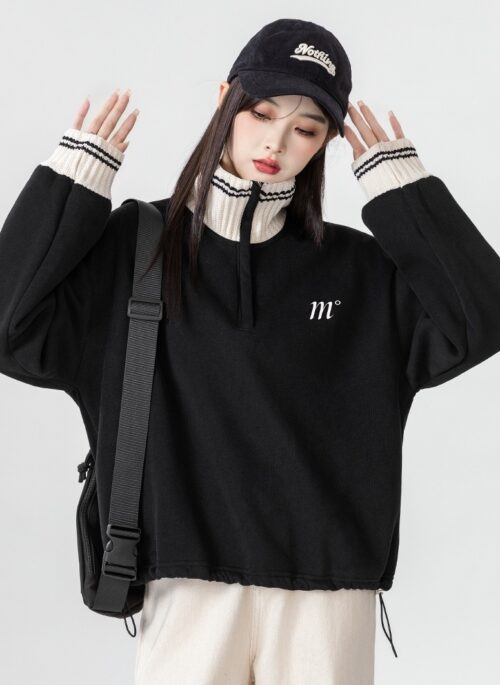 Vintage High Neck Pullover Sweatshirt