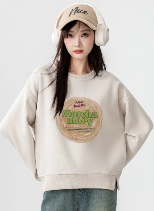 Vintage Letter Print Pullover Sweatshirt