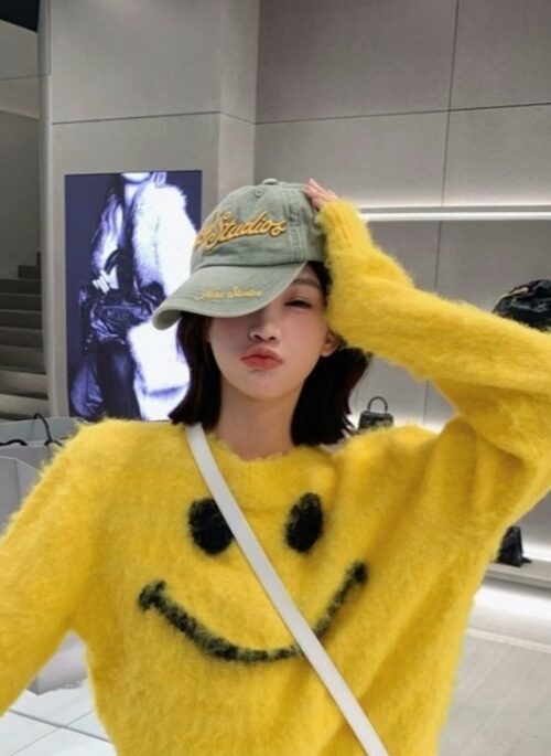 Yellow Smiley Mink Sweater | Tzuyu - Twice