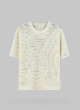 Beige See-Through Net Style T-Shirt | Hueningkai – TXT