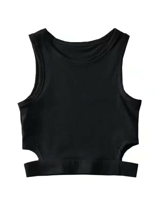 Black Hollow Waist Crop Top | Ningning – Aespa