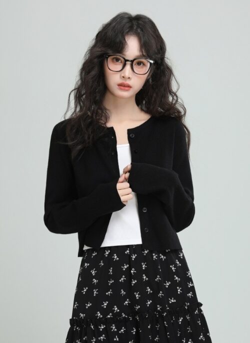 Black Knit Cardigan Sweater Jacket