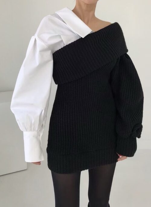 Black Knitted Layered-Style Dress | Shuhua - (G)I-DLE