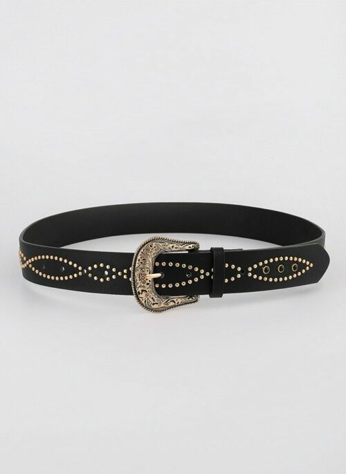 Black Rhinestones Rivet Pattern Belt | Mark - NCT