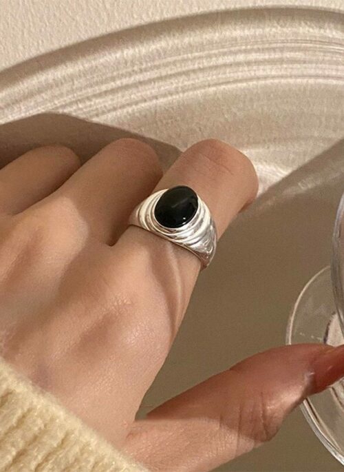 Black Stone Chunky Ring | Mark - GOT7