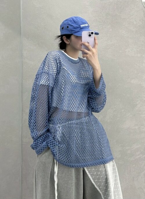 Blue See-Through Fishnet T-Shirt | Taehyung – BTS