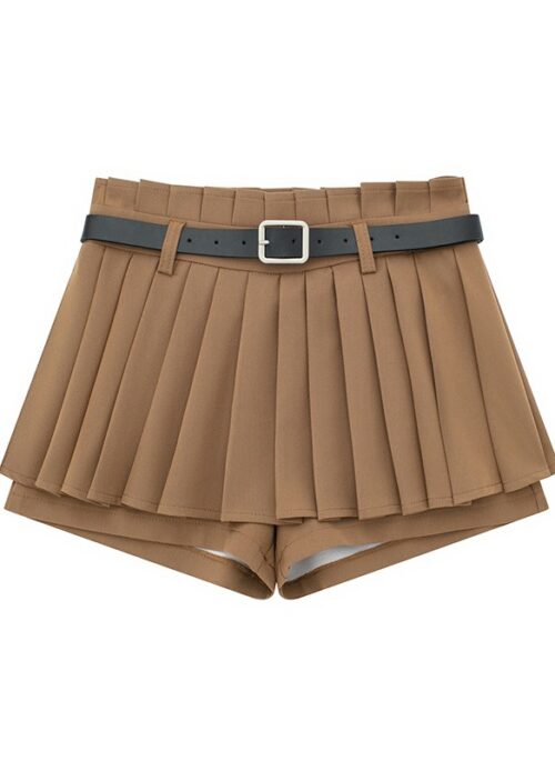 Brown Exposed Shorts Pleated Skirt | Hanni - NewJeans