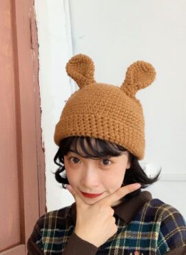 Brown Rabbit Ears Knitted Hat | Jackson – GOT7