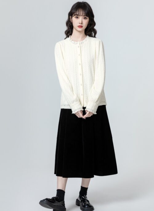 Chic Lace Collar Long Sleeve Shirt