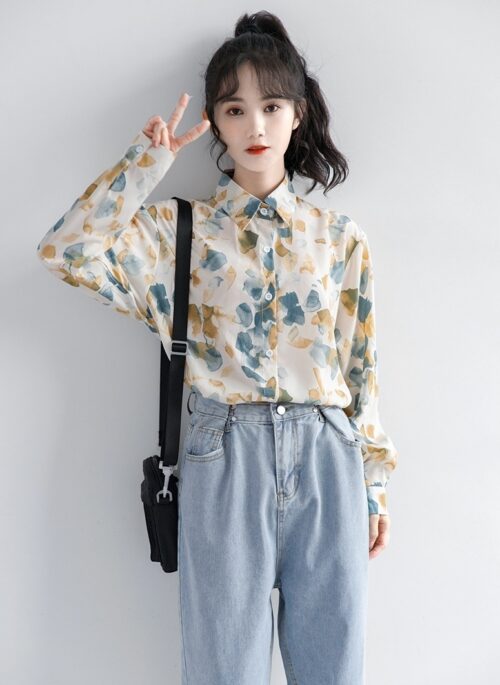 Chiffon Floral Long Sleeve Shirt