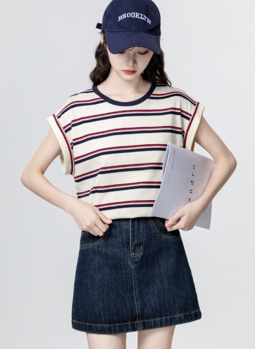 Colorblock Striped Short Sleeve Tee