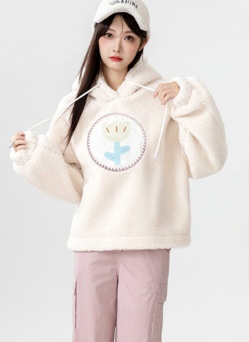 Fleece Lined Plush Hoodie Sweater