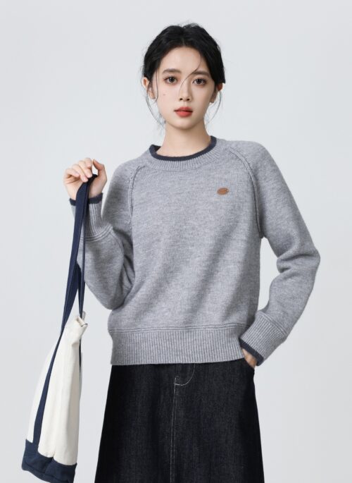 Gray Thick Knit Sweater Pullover