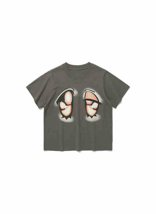 Grey Anime Eyes Printed T-Shirt | Dami - Dreamcatcher