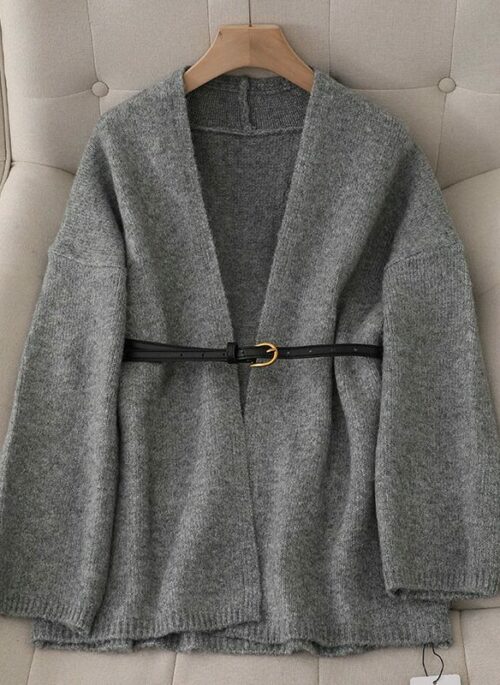 Grey Knitted Loose Open Cardigan | Hong Hee Joo - When The Phone Rings