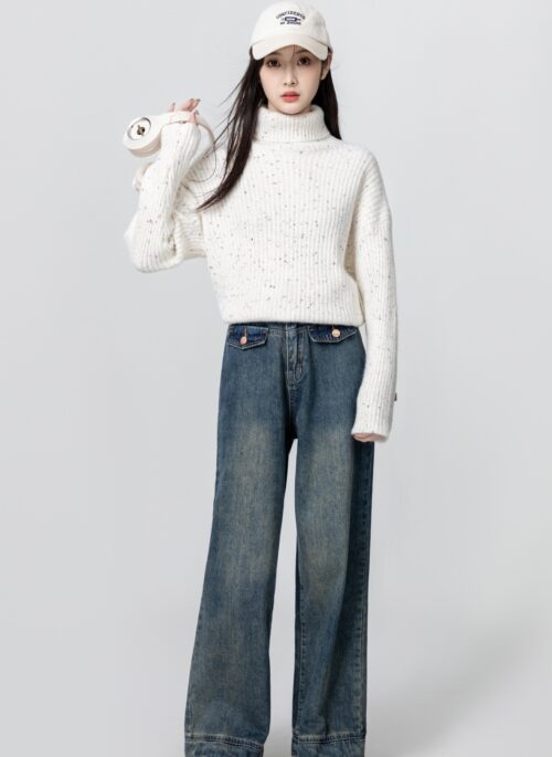 Ivory Turtleneck Oversized Sweater