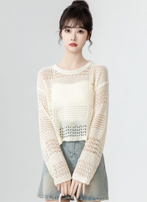 Lace Knit Long Sleeve Cardigan