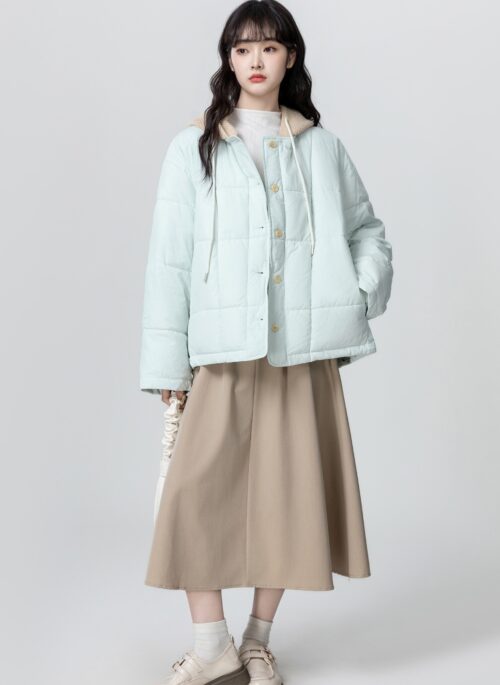 Light Blue Hooded Puffer Jacket